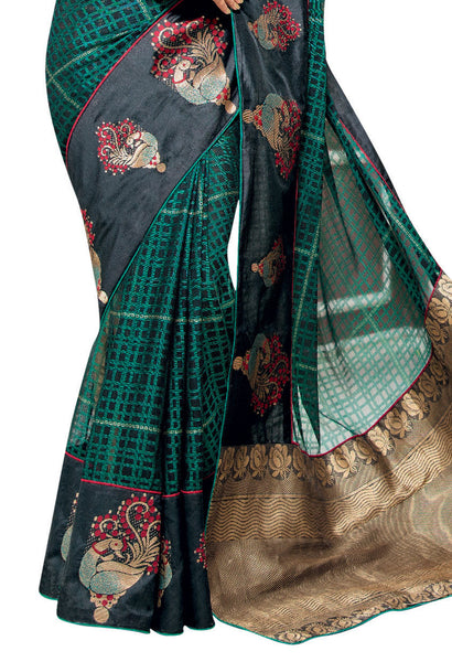 Blue Georgette Foil Work designer saree