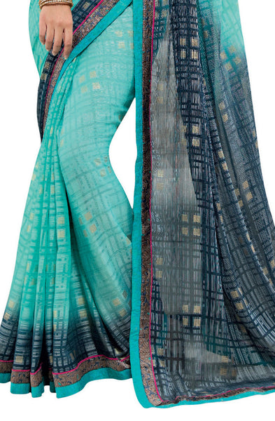 Pink And Orange Chiffon Designer Saree