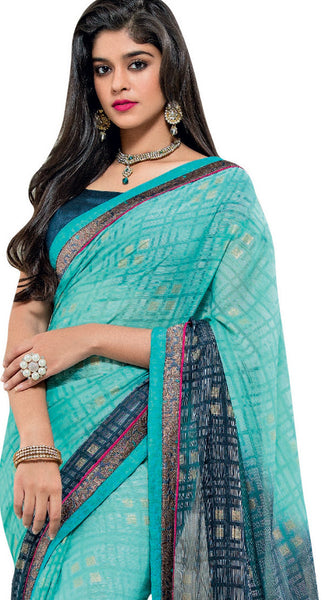 Pink And Orange Chiffon Designer Saree