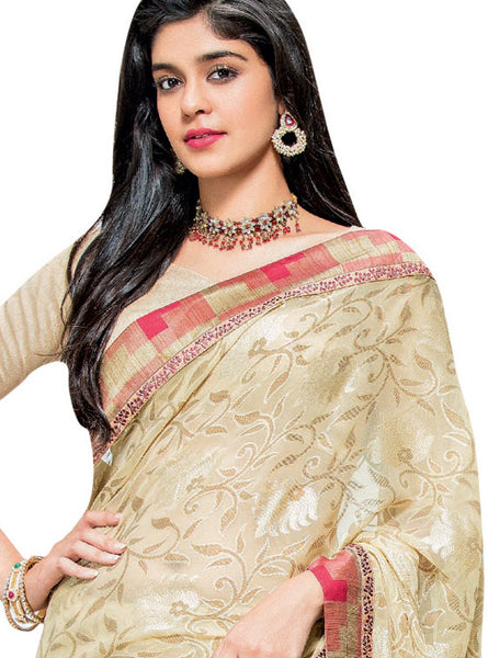 Red Color Georgette Diamond Work Designer Saree