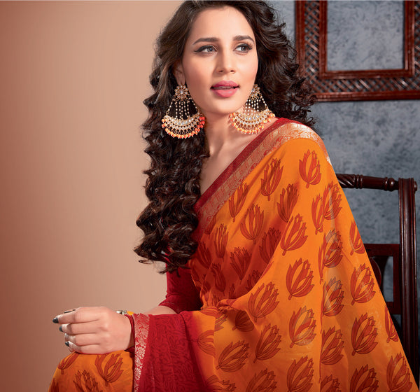 Green Brasso Foil Work Designer Saree With Blouse