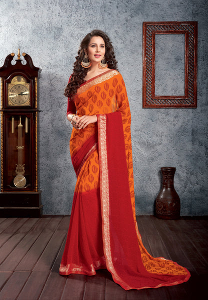 Orange Color Georgette Designer saree With Blouse