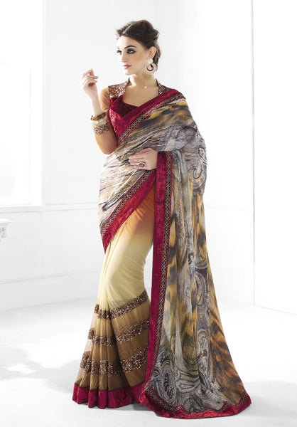 Beautifully Crafted With Resham Embroidred Work Designer Art Worked Saree