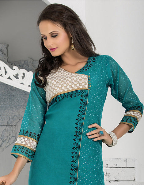 Cotton Silk Suit With Resham Embroidery