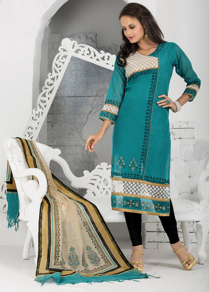 Cotton Silk Suit With Resham Embroidery