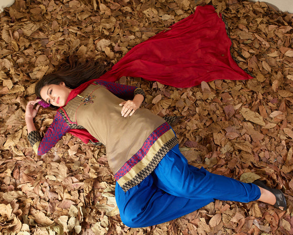 Khaki Brown Readymade Salwar Suit