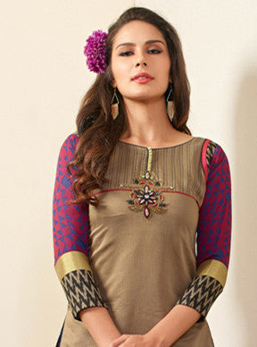 Khaki Brown Readymade Salwar Suit