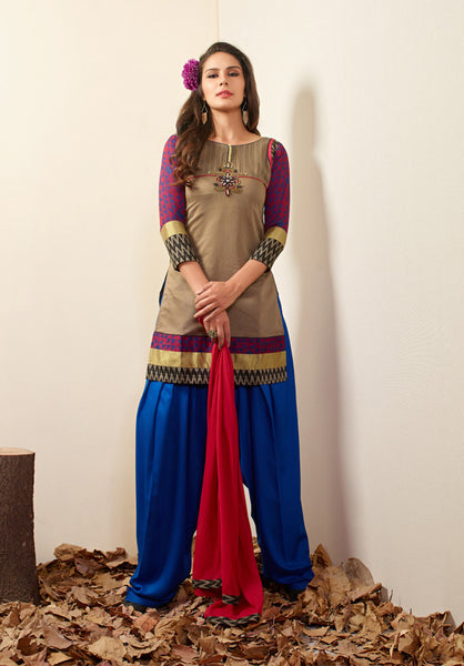 Khaki Brown Readymade Salwar Suit