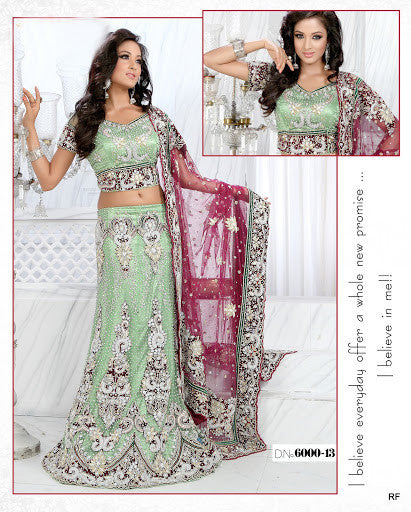 Green Net Lehanga Choli comes with attractive duppatta 
