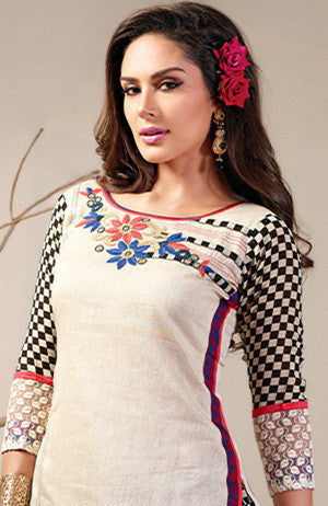 Beige And Black Readymade Salwar Suit