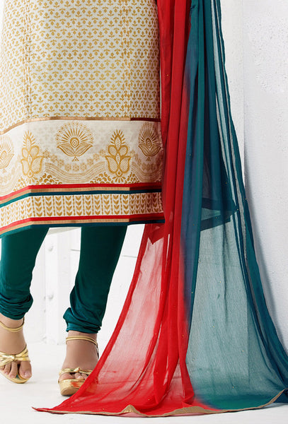 Ivori Printed Chanderi Cotton Silk Salwar Kameez