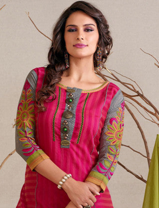 Magenta And Grey Readymade Salwar Suit