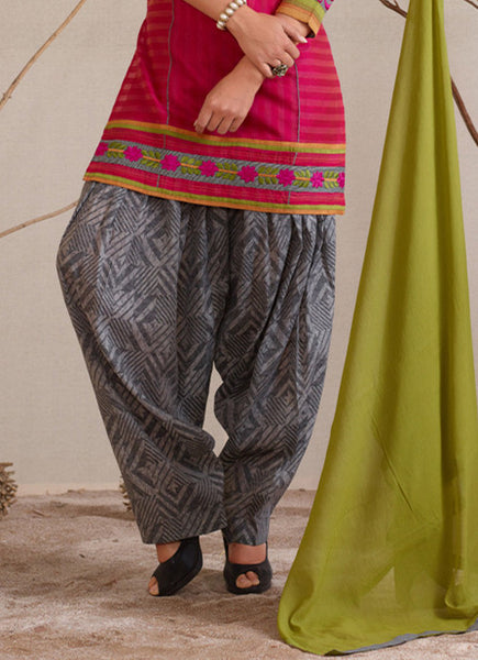 Magenta And Grey Readymade Salwar Suit