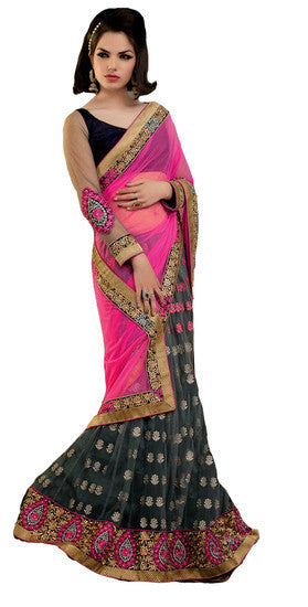 Natural Organic linen Lovely Digital Motif Printed Red Party Wear Saree - RAJSHRIFASHIONS