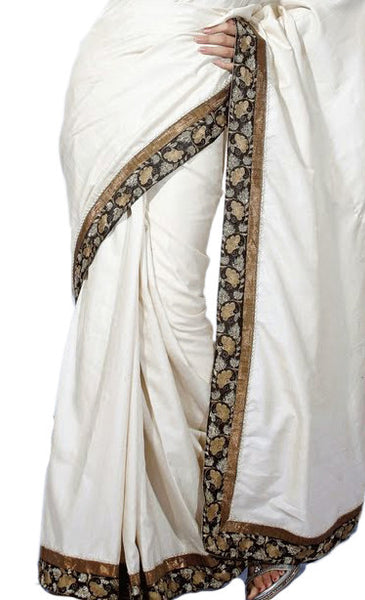 Latest New Look Graceful  Synthetic White Applique Work resham_embroidery Party Ethnic sarees