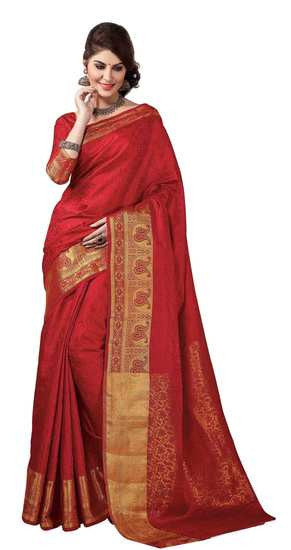 Double Blouses Rich Look Grand Bridal Blue and Broad Bordered Saree - RAJSHRIFASHIONS