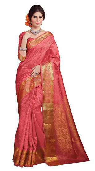Double Blouses Rich Look Grand Bridal Green and Broad Bordered Saree - RAJSHRIFASHIONS