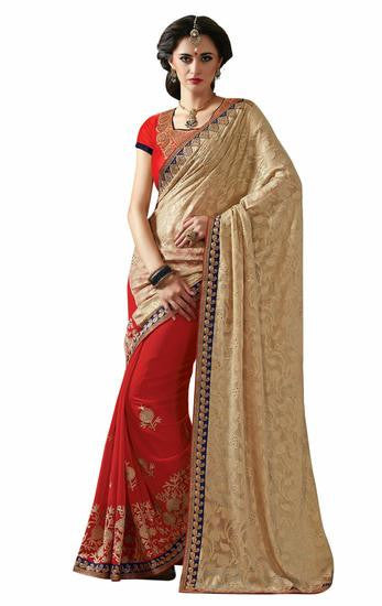 Pitch color saree crafted on Chiffon super coat fancy  soft Saree - RAJSHRIFASHIONS