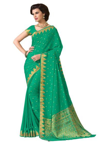 Amazingly crafted Crepe Silk in Pink color self- weaving prints saree - RAJSHRIFASHIONS