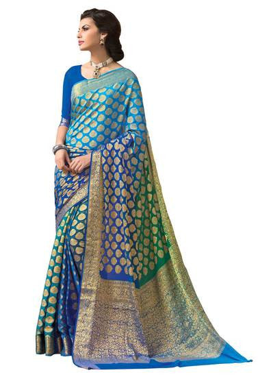 Bring attitude to your style with this exclusive saree in Orange, Green color Saree - RAJSHRIFASHIONS