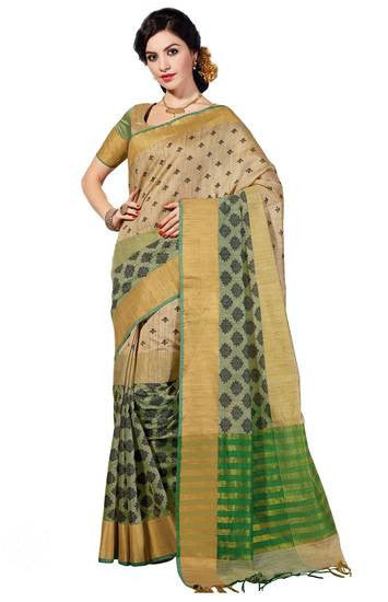 Awesome !!! Multicolor saree amazingly crafted on fancy cotton material - RAJSHRIFASHIONS