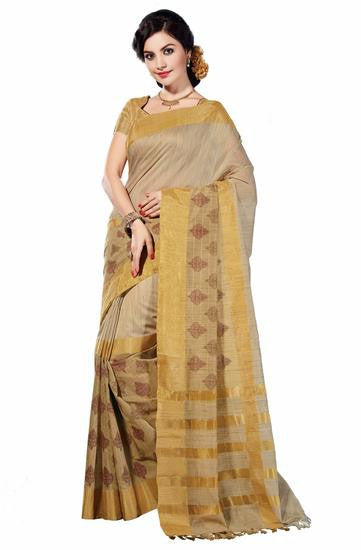Multicolor saree crafted on fancy cotton material - RAJSHRIFASHIONS