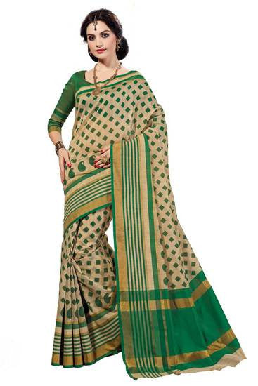 Multi color saree crafted on fancy cotton material - RAJSHRIFASHIONS