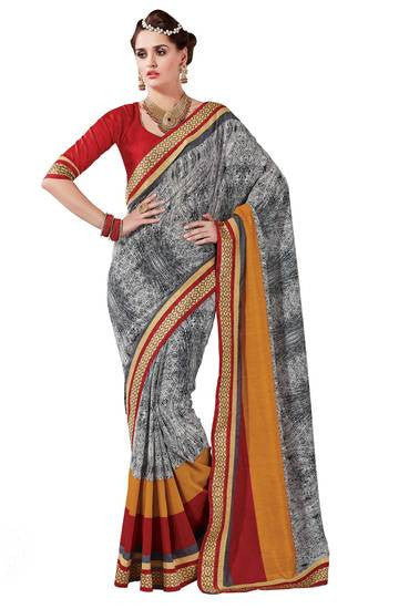 graceful sareeGreen color saree crafted on chiffon - RAJSHRIFASHIONS
