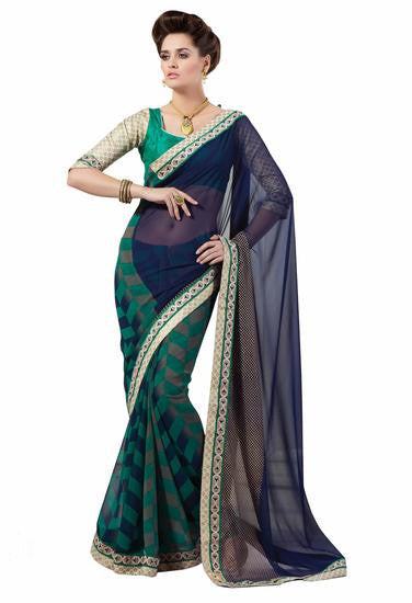 Bring attitude to your style with this exclusive Red color saree crafted on Georgette - RAJSHRIFASHIONS