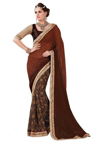 graceful sareeBlack color saree crafted on crepe - RAJSHRIFASHIONS