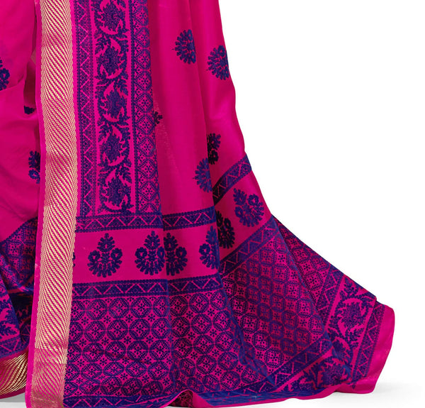 Ethnic Sense  Pink Dupion Silk Embroidered pashmina_silk Wedding  Lace Embroidery Border Saree - RAJSHRIFASHIONS