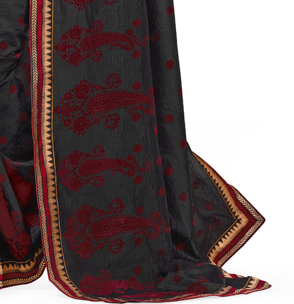 Bring Attiude yours style  Grey Dupion Silk Embroidered pashmina_silk Wedding  Lace Embroidery Border Saree - RAJSHRIFASHIONS