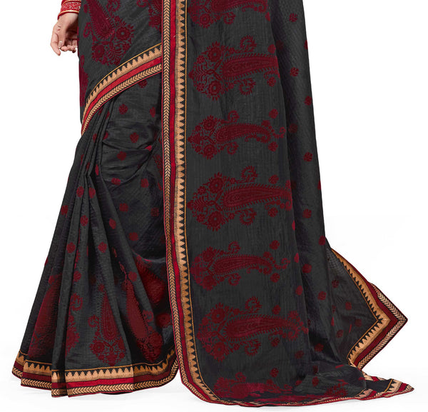 Bring Attiude yours style  Grey Dupion Silk Embroidered pashmina_silk Wedding  Lace Embroidery Border Saree - RAJSHRIFASHIONS