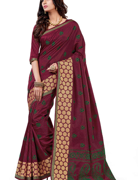 Tantalising Collection of Ethnic Wear Maroon Dupion Silk Embroidered pashmina_silk Wedding  Lace Embroidery Border Saree