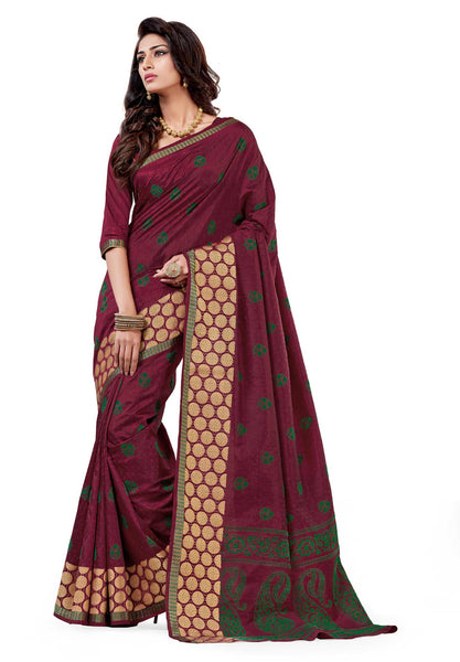 Tantalising Collection of Ethnic Wear Maroon Dupion Silk Embroidered pashmina_silk Wedding  Lace Embroidery Border Saree