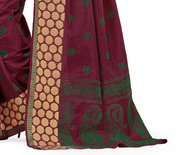 Tantalising Collection of Ethnic Wear Maroon Dupion Silk Embroidered pashmina_silk Wedding  Lace Embroidery Border Saree