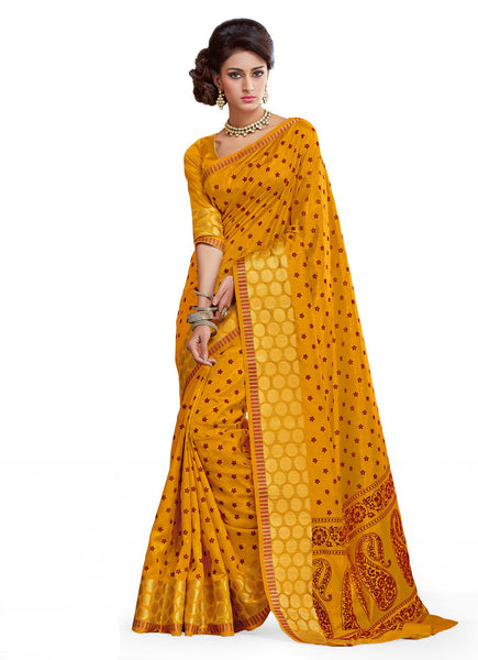 Ethnic Sense  Yellow Dupion Silk Embroidered pashmina_silk Wedding  Lace Embroidery Border Saree - RAJSHRIFASHIONS
