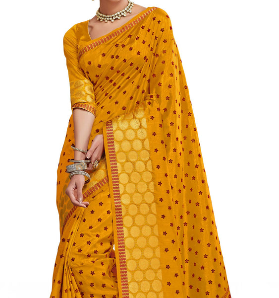 Ethnic Sense  Yellow Dupion Silk Embroidered pashmina_silk Wedding  Lace Embroidery Border Saree