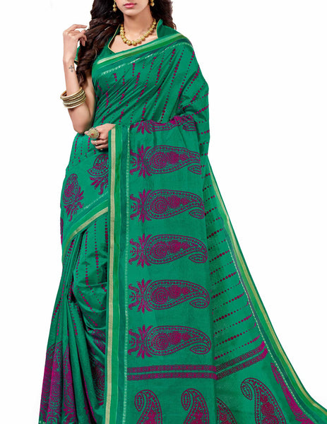 Elegant Wear Green Dupion Silk Embroidered pashmina_silk Wedding  Lace Embroidery Border Saree