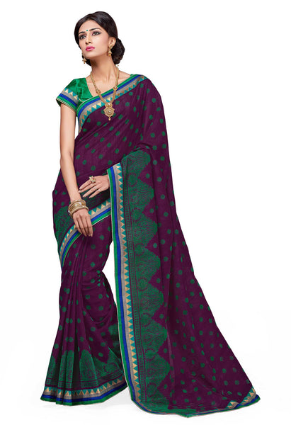 Designer Wear Purple Dupion Silk Embroidered pashmina_silk Wedding  Lace Embroidery Border Saree - RAJSHRIFASHIONS