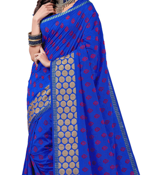 Graceful charming Blue Dupion Silk Embroidered pashmina_silk Wedding  Lace Embroidery Border Saree - RAJSHRIFASHIONS
