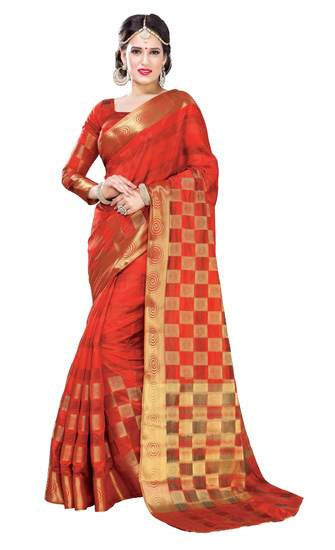 Glamouratic Unique Grace LookOrange Georgette Printed Saree - RAJSHRIFASHIONS