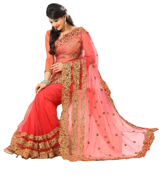 Latest New Look Graceful  Net Red Kantha resham_embroidery Party Ethnic Designer Sarees