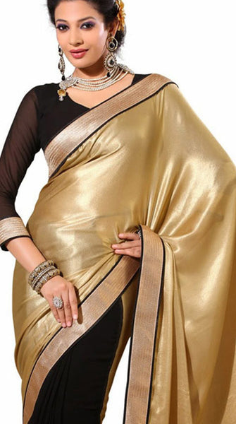 Latest New Look Graceful  Satin Beige Applique Work resham_embroidery Party Ethnic sarees