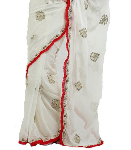 Latest New Look Graceful  Georgette White Applique Work resham_embroidery Party Ethnic salwar kameez