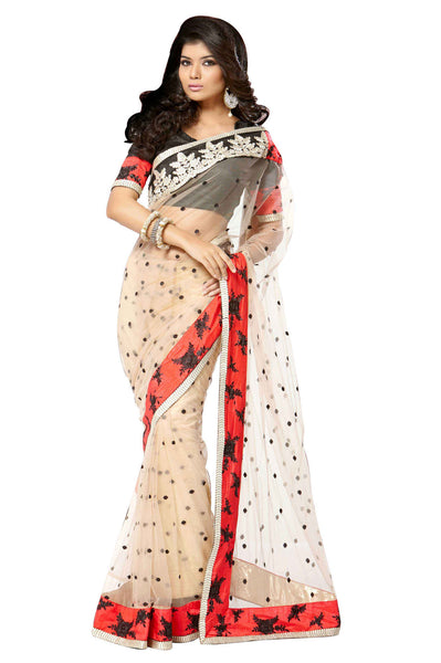 Latest New Look Graceful  Net Peach Applique Work patch_work Party Ethnic Designer Sarees