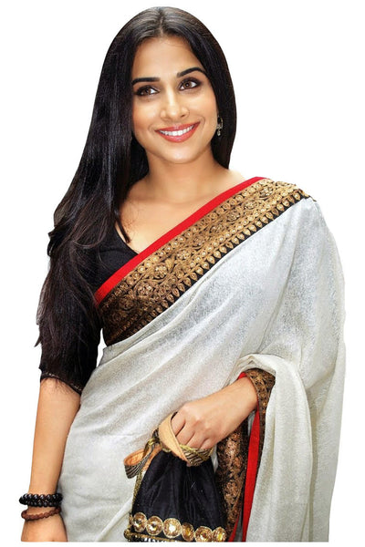Latest New Look Graceful  Tussar Silk White Applique Work resham_embroidery Wedding Ethnic sarees