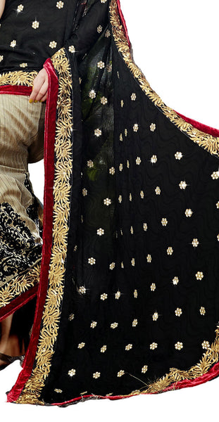 Latest New Look Graceful  Silk Black Applique Work resham_embroidery Party Ethnic sarees