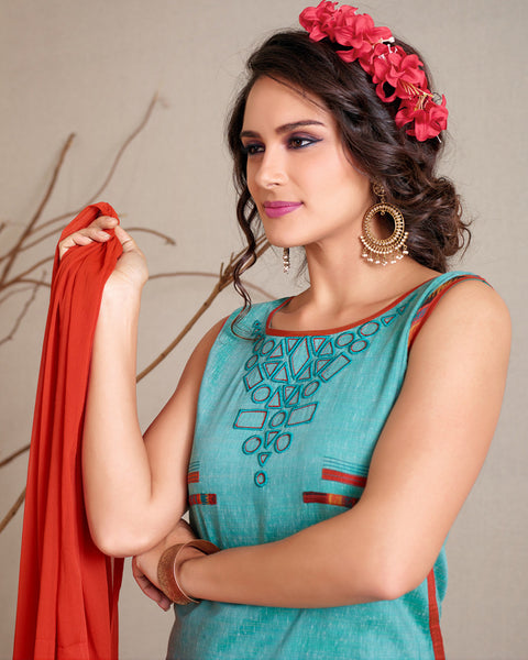 Mint Blue Readymade Salwar Suit