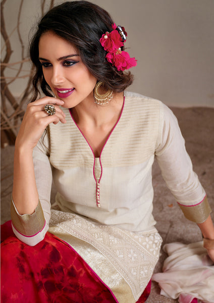 Bisque Cream Readymade Salwar Suit
